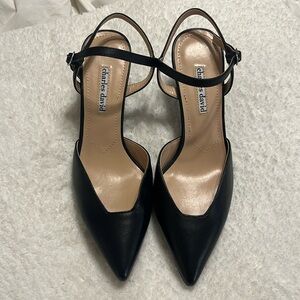 Black kitten heel pumps